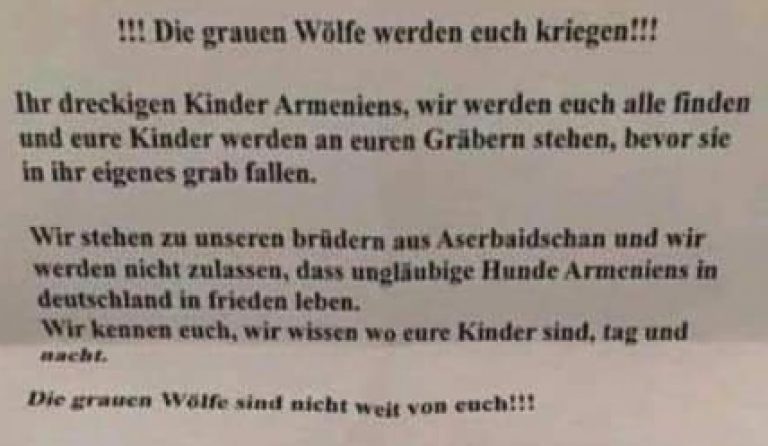 Armeense Duitsers vinden brief in bus: ‘De Grijze Wolven zullen jullie pakken!’