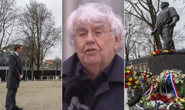 Bosma (PVV) legt krans bij Dokwerker, ziet Geert Mak tegen PVV speechen