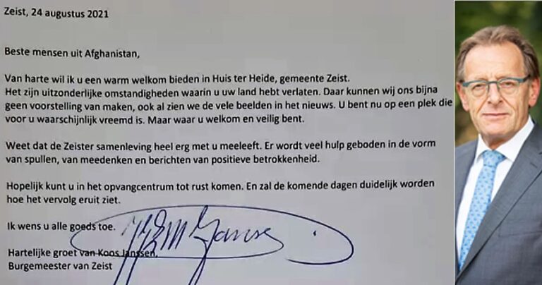 Brief burgemeester Zeist aan Afghanen in azc: ‘U bent welkom en veilig’