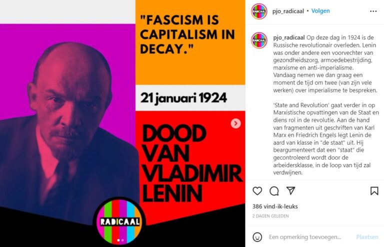 Ophef op Twitter: BIJ1-jongeren prijzen ‘misdadiger’ Lenin aan