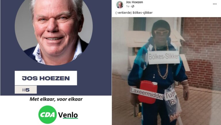 Kritiek op Venloos CDA-raadslid: was verkleed als ‘zwarte drugssmokkelaar’