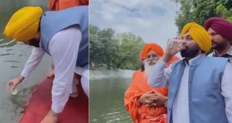 India: minister drinkt vervuild water uit heilige rivier, belandt in ziekenhuis