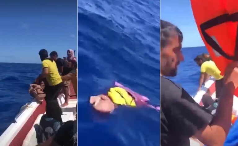 Video: ‘Syrische vader gooit van dorst overleden zoontje van bootje’
