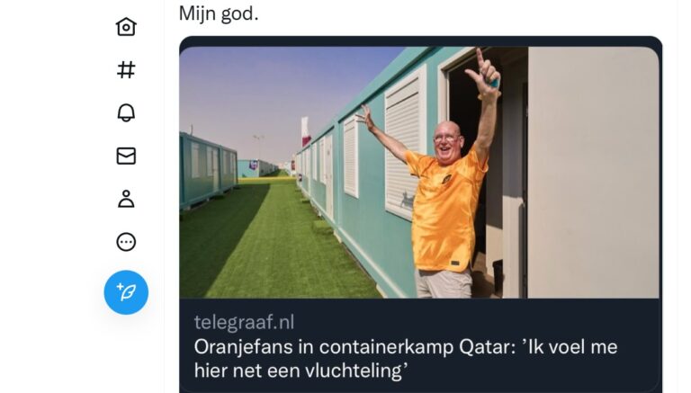‘Schaamteloos’: Oranjefan in container vergelijkt zichzelf met vluchtelingen