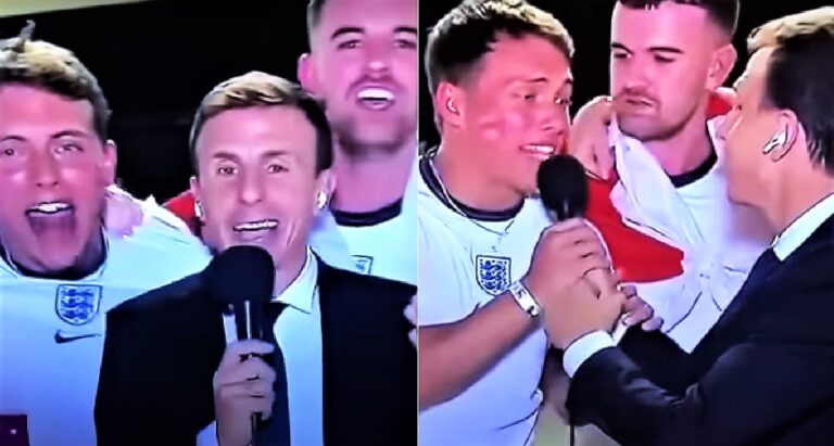 Video: Engelse fan roept ‘Free Palestine!’ tegen verslaggever uit Israël