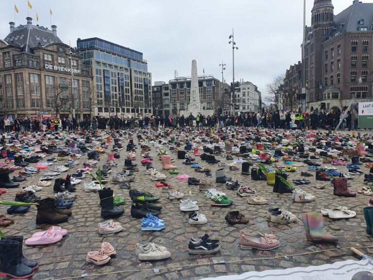 Protest Mediapark voor de gedode kinderen en journalisten in Gaza